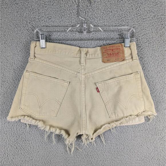Vtg Levi’s 501 Cutoff Shorts Women's 29 Beige Distressed Grunge Party USA 90s - Picture 12 of 12